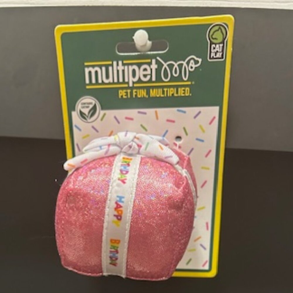 Multipet Cat's  Birthday Plush Pink Present